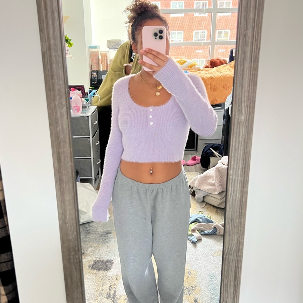 cottoncandyla fuzzy purple sweater